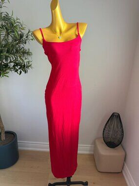New Red Backless Bodycon Maxi Dress Size M Stretchy Vacation Summer